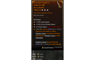 Legendary Gloves[BoneSpear | *4 BoneSpear | *12 Crit | *15 ATKSPD]