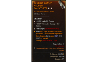 Legendary Gloves[Blight | *4 Blight | *12 LHC | 48 DMG_Vulnerable]