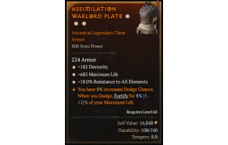 Legendary Chest Armor[*18 ResistAll | *182 DEX | *685 Life]