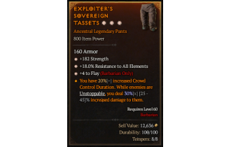 Legendary Pants[Barbarian | *4 Flay | *18 ResistAll | *182 STR]