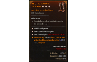 Legendary Boots[Necromancer | *4 BoneSpirit | *34.5 MS | *182 INT]