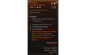 Legendary Boots[Necromancer | *4 BoneSpirit | *34.5 MS | 450 Life]