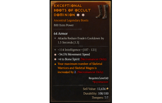 Legendary Boots[Necromancer | *4 BoneSpirit | *34.5 MS | 114 INT]