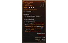 Legendary Boots[Necromancer | *4 BoneSpirit | *182 INT | *685 Life]