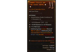 Legendary Boots[Druid | *4 Hurricane | *18 ResistAll | 109 WP]