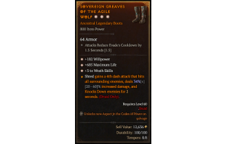 Legendary Boots[Druid | *3 Wrath | *182 WP | *685 Life]