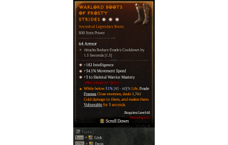 Legendary Boots[Necromancer | *3 SkelWarrior | *34.5 MS | *182 INT]