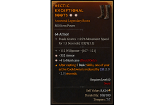 Legendary Boots[Druid | *4 Hurricane | *352 Armor | 112 WP]