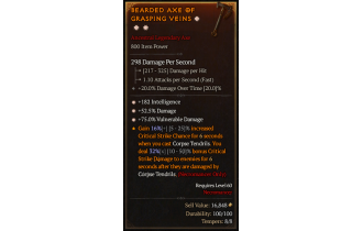 Legendary One-Handed Axe[*75 DMG_Vulnerable | *52.5 DMG | *182 INT]