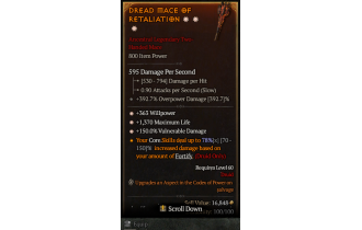 Legendary Two-Handed Mace[*150 DMG_Vulnerable | *363 WP | *1370 Life]