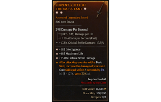 Legendary One-Handed Sword[*75 DMG_Crit | *182 INT | *685 Life]