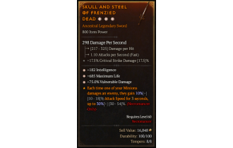 Legendary One-Handed Sword[*75 DMG_Vulnerable | *182 INT | *685 Life]