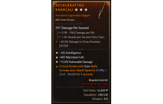 Legendary Dagger[*75 DMG_Vulnerable | *182 INT | *685 Life]