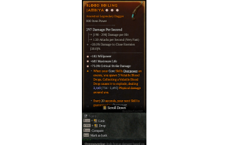 Legendary Dagger[*75 DMG_Crit | *182 WP | *685 Life]