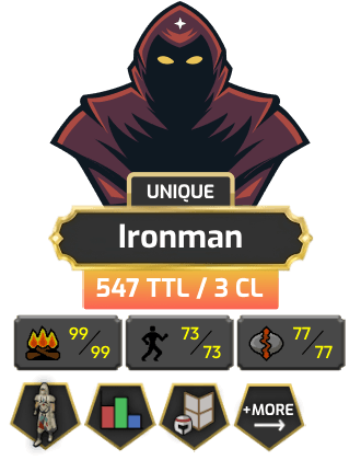 Ironman | Skiller | TTL: 547 | CL: 3 [444 Mogs, Graceful + MORE!]