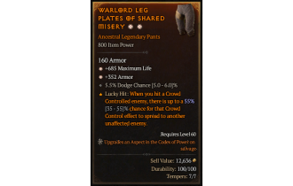 Legendary Pants[*352 Armor | *685 Life]