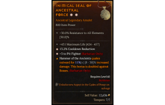 Legendary Amulet[Barbarian | *3 PitFighter | *13.2 CDR]