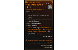 Legendary Amulet[Druid | *3 Envenom | *15 ATKSPD | *23.6% WP]