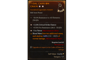 Legendary Amulet[Necromancer | *3 Terror | *12 Crit | 47 FR]