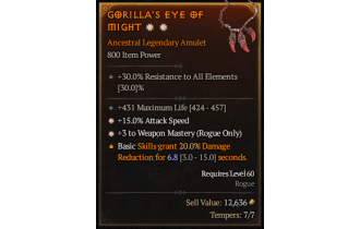 Legendary Amulet[Rogue | *3 WeaponMastery | *15 ATKSPD]