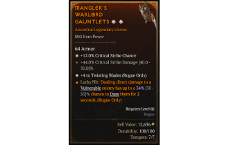 Legendary Gloves[TwistingBlades | *4 TwistingBlades | *12 Crit | 44 DMG_Crit]