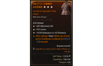 Legendary Chest Armor[*18 ResistAll | *352 Armor | *685 Life]