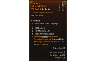 Legendary Boots[*34.5 MS | *182 DEX | *685 Life]