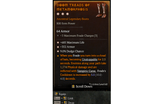 Legendary Boots[*352 Armor | *9 Dodge | *685 Life]