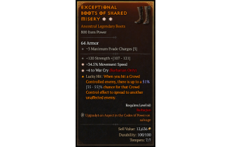 Legendary Boots[Barbarian | *4 WarCry | *34.5 MS | 120 STR]