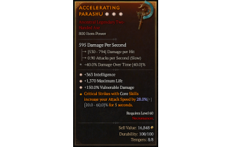 Legendary Two-Handed Axe[*150 DMG_Vulnerable | *363 INT | *1370 Life]