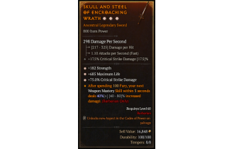 Legendary One-Handed Sword[*75 DMG_Crit | *182 STR | *685 Life]