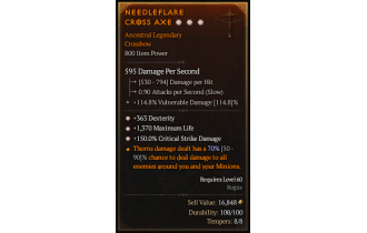 Legendary Crossbow[*150 DMG_Crit | *363 DEX | *1370 Life]