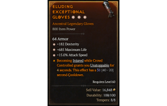 Legendary Gloves[*15 ATKSPD | *182 DEX | *685 Life]