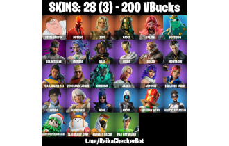 UNIQUE - Inferno, Zeus [28 Skins, 200 Vbucks, 30 Axes, 34 Emotes, 27 Gliders and MORE!]