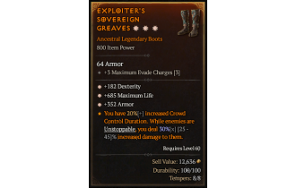 Legendary Boots[*352 Armor | *182 DEX | *685 Life]