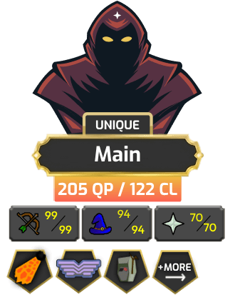 Main | Staker | TTL: 1458 | CL: 122 | QP: 205 [99 RAN, 99 STR, Defender, DS2, Fire Cape, Piety, Max Melee, Ava's + MORE!]