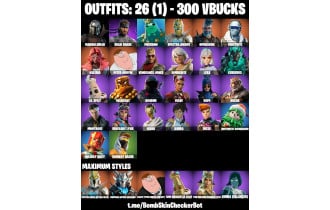 UNIQUE - Mandalorian, Peter Griffin Max [26 Skins, 300 Vbucks, 28 Axes, 23 Emotes, 30 Gliders and MORE!]