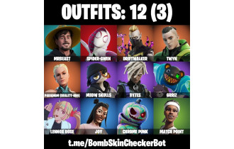 UNIQUE - Spider Gwen, MrBeast  [12 Skins, 18 Axes, 14 Emotes, 23 Gliders and MORE!]