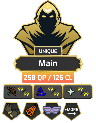 Main | Staker | TTL: 1936 | CL: 126 | QP: 258 [99 MAGE, 99 RAN, 99 STR, B Gloves, DS2, Infernal, Piety, Void, Graceful + MORE!]