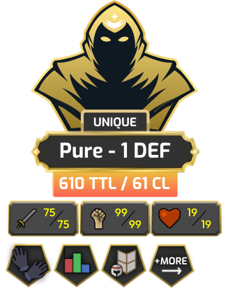 Pure - 1 DEF | TTL: 610 | CL: 61 [99 STR, NO EMAIL SET, Mithril Gloves + MORE!]