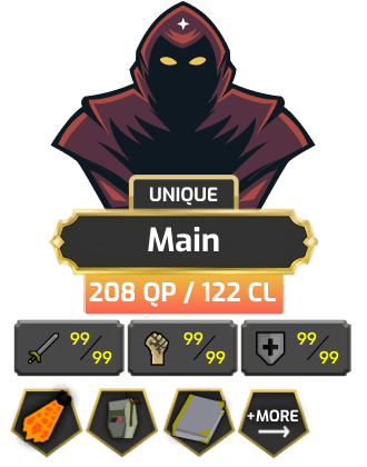 Main | Staker | TTL: 1374 | CL: 122 | QP: 208 [99 STR, Fire Cape, Max Melee, Ava's, Lunars + MORE!]