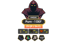 Pure - 1 DEF | TTL: 53 | CL: 54 | QP: 29 [99 STR, Mithril Gloves + MORE!]