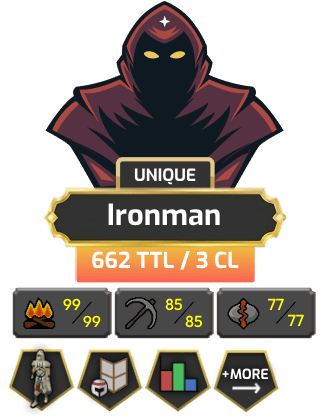 Ironman - HCIM | Skiller | TTL: 662 | CL: 3 [Graceful, Pets + MORE!]