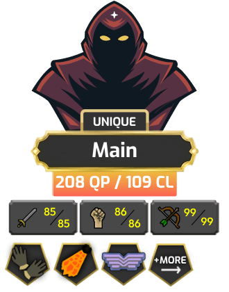 Main | TTL: 1602 | CL: 109 | QP: 208 [99 RAN, B Gloves, Defender, DS2, Fire Cape, Piety, MM2, Torso + MORE!]