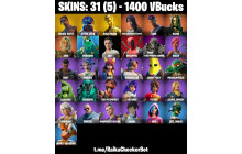 UNIQUE - Travis Scott , Astro Jack [31 Skins, 1400 Vbucks, 45 Axes, 37 Emotes, 39 Gliders and MORE!]